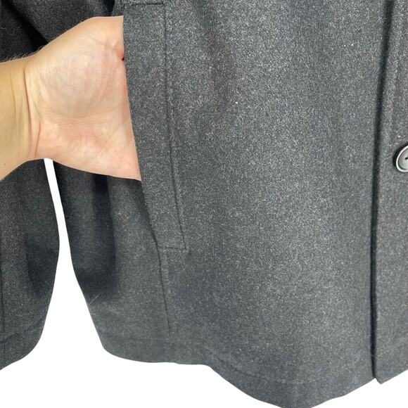 Claiborne Pea Coat Mens 2XL Charcoal Wool Blend Quilted Lining Single Breasted - Picture 3 of 9